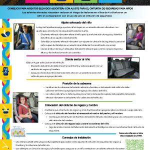 TIPP: CONSEJOS PARA ASIENTOS ELEVADOS «BOOSTER» CON AJUSTE PARA EL CINTURÓN DE SEGURIDAD PARA NIÑOS / CONSEJOS SOBRE EL CINTURÓN DE SEGURIDAD PARA NIÑOS
