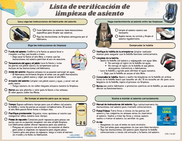 TIPP: Lista de verificación de limpieza de asiento / Fechas de caducidad, avisos de retirada del mercado de asientos con defectos e información de reemplazo